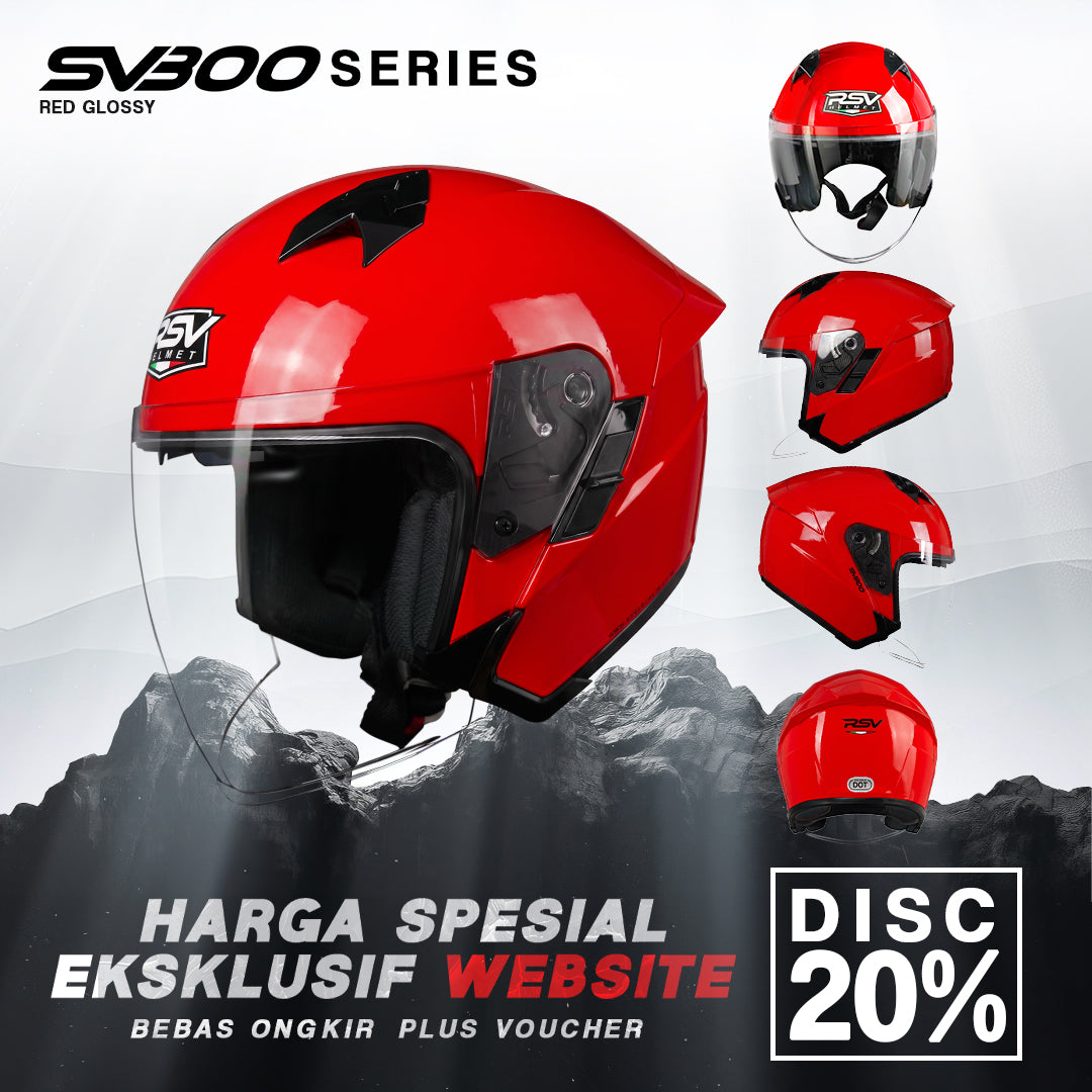 HELM Half Face RSV SV300 RED GLOSSY Motorcycle
