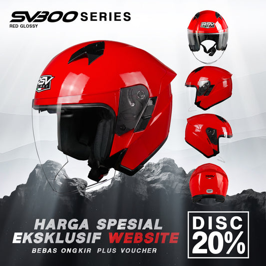 HELM Half Face RSV SV300 RED GLOSSY Motorcycle