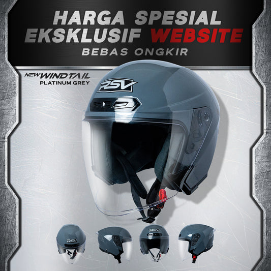 RSV NEW WINDTAIL PLATINUM GREY GLOSSY SINGLE VISOR