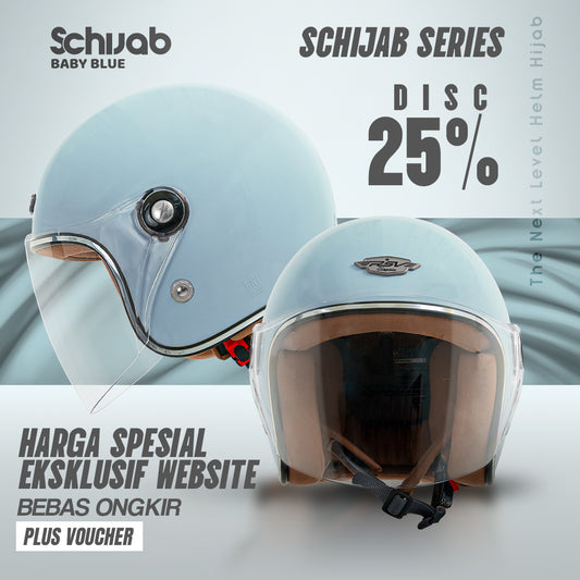 RSV SC Hijab Retro Classic Helm Half Face - Baby Blue l Helm Hijab