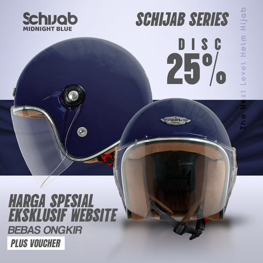 RSV SC Hijab Retro Classic Helm Half Face - Midnight Blue l Helm Hijab