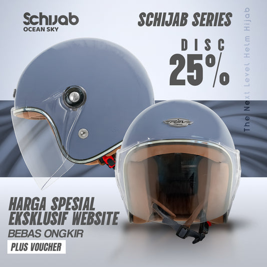 RSV SC Hijab Retro Classic Helm Half Face - Ocean Sky l Helm Hijab