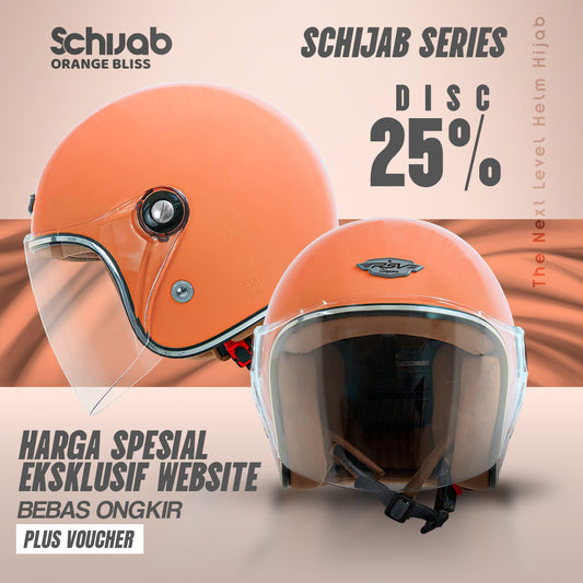 RSV SC Hijab Retro Classic Helm Half Face - Orange Bliss l Helm Hijab