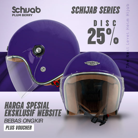 RSV SC Hijab Retro Classic Helm Half Face - Plum Berry l Helm Hijab