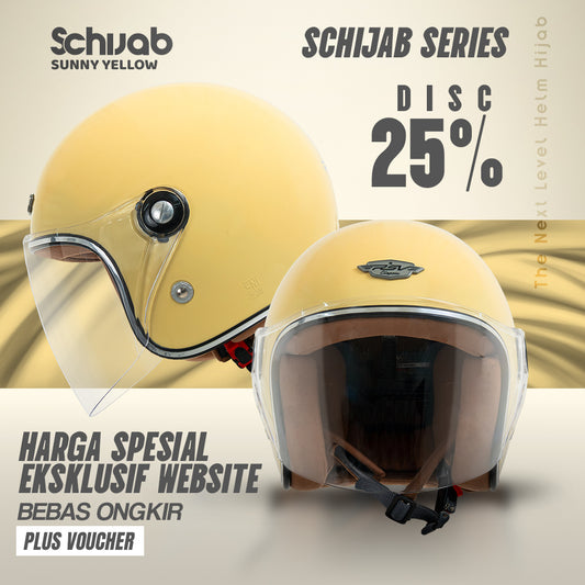 RSV SC Hijab Retro Classic Helm Half Face - Sunny Yellow l Helm Hijab