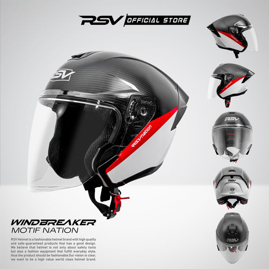 RSV Windbreaker Motif Nation Glossy Single Visor - Helm Half Face SNI Unisex