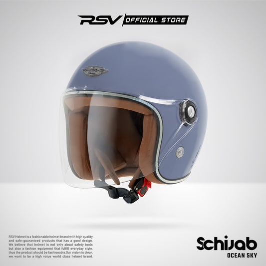 RSV X TVS SC Hijab Retro Classic Helm Half Face - Ocean Sky Glossy l Helm Hijab