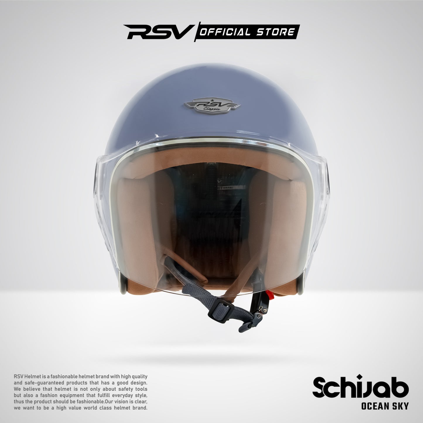 RSV X TVS SC Hijab Retro Classic Helm Half Face - Ocean Sky Glossy l Helm Hijab