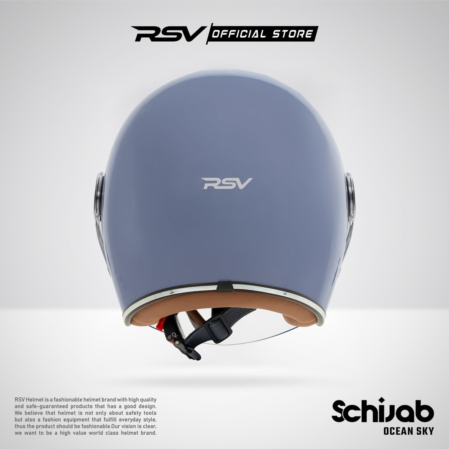 RSV X TVS SC Hijab Retro Classic Helm Half Face - Ocean Sky Glossy l Helm Hijab