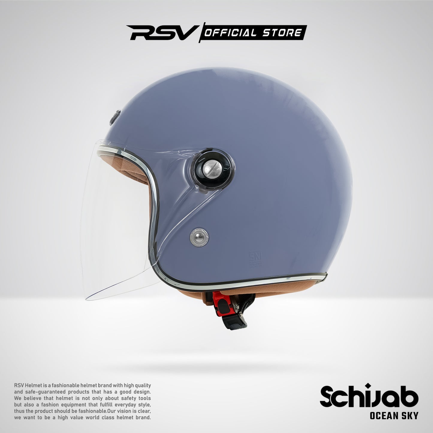 RSV X TVS SC Hijab Retro Classic Helm Half Face - Ocean Sky Glossy l Helm Hijab