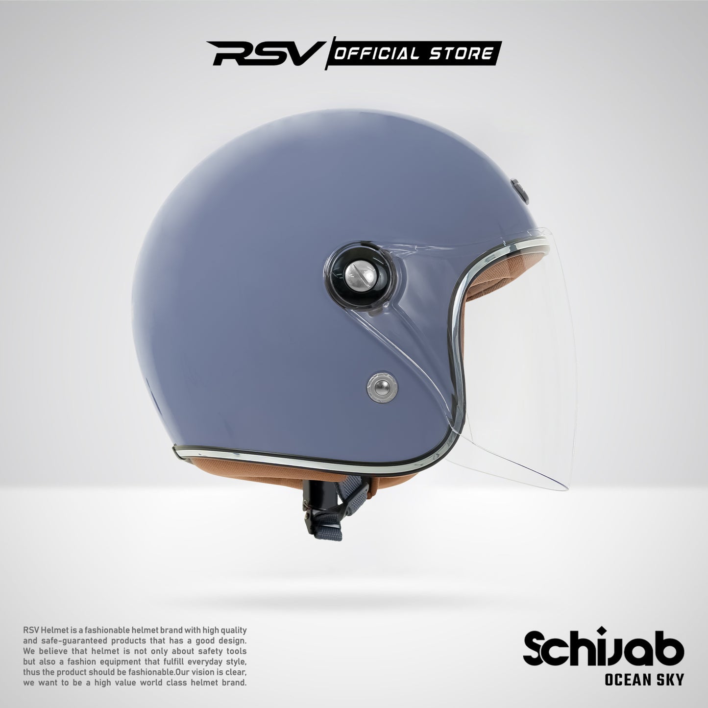 RSV X TVS SC Hijab Retro Classic Helm Half Face - Ocean Sky Glossy l Helm Hijab