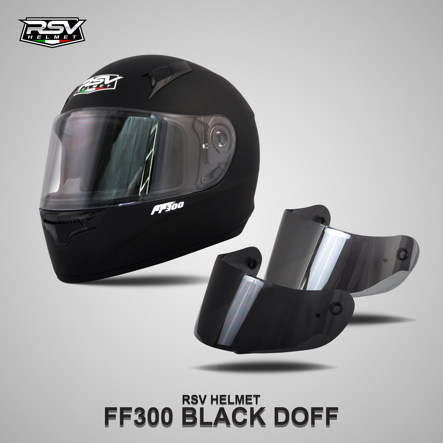 RSV FF300 BLACK DOFF BUNDLING WITH VISOR DARKSMOKE / IRIDIUM SILVER