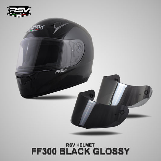 RSV FF300 BLACK GLOSSY BUNDLING WITH VISOR DARKSMOKE / IRIDIUM SILVER