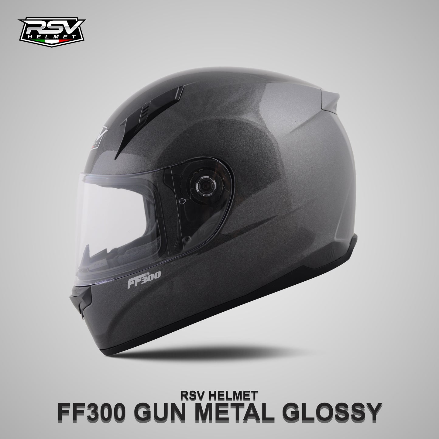 RSV FF300 GUNMETAL GLOSSY BUNDLING WITH VISOR DARKSMOKE / IRIDIUM SILVER