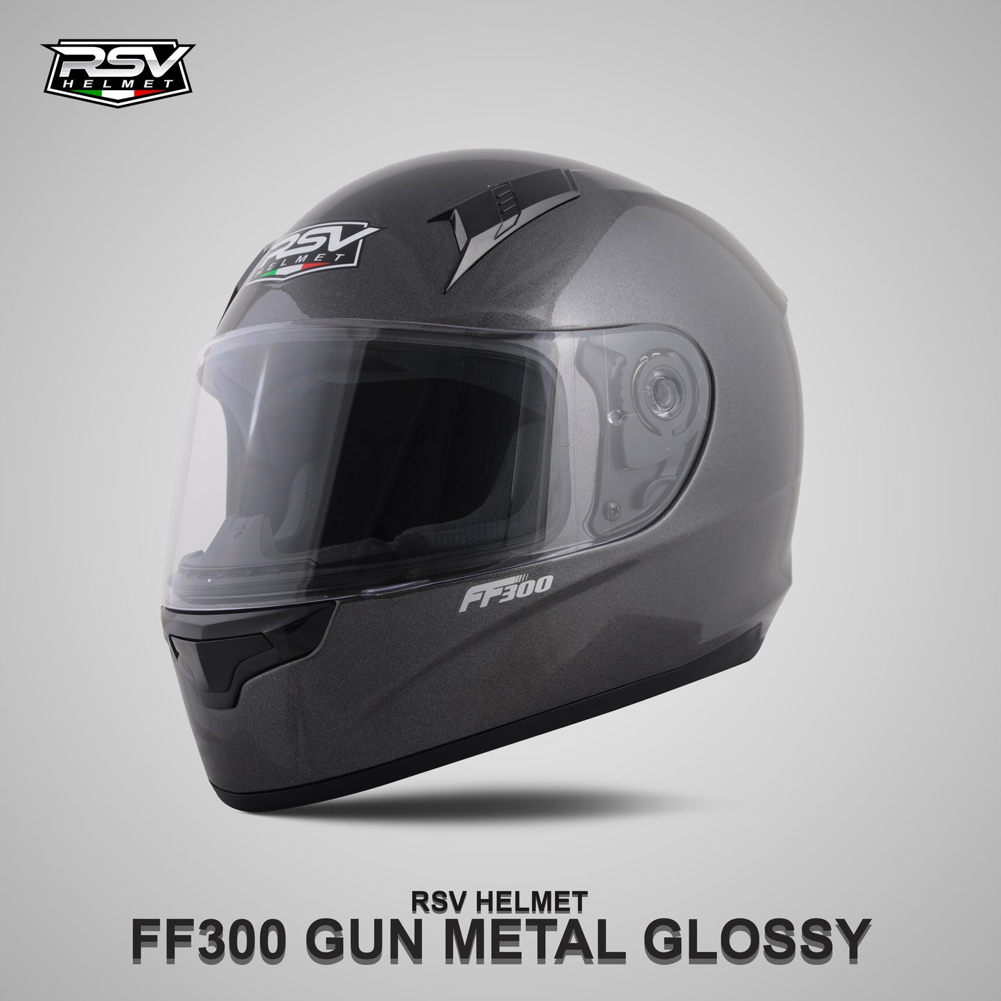 RSV FF300 GUNMETAL GLOSSY BUNDLING WITH VISOR DARKSMOKE / IRIDIUM SILVER