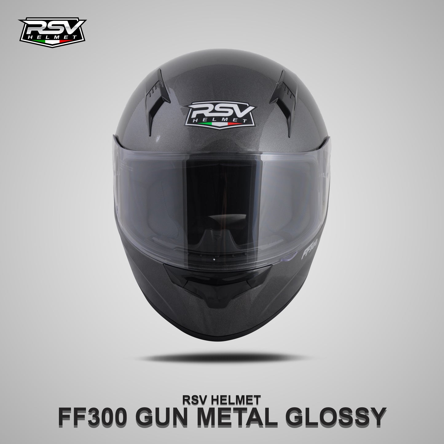 RSV FF300 GUNMETAL GLOSSY BUNDLING WITH VISOR DARKSMOKE / IRIDIUM SILVER