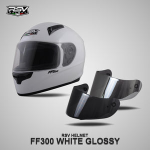 RSV FF300 WHITE GLOSSY BUNDLING WITH VISOR DARKSMOKE / IRIDIUM SILVER