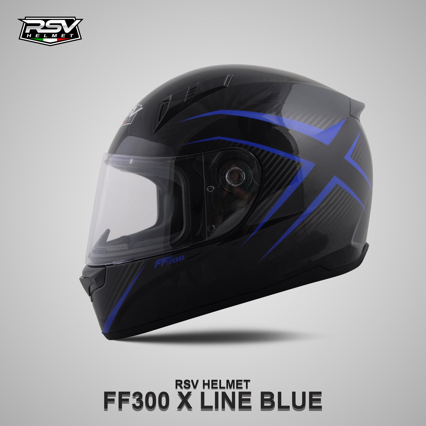 RSV FF300 X LINE BLUE BUNDLING WITH VISOR DARKSMOKE / IRIDIUM SILVER