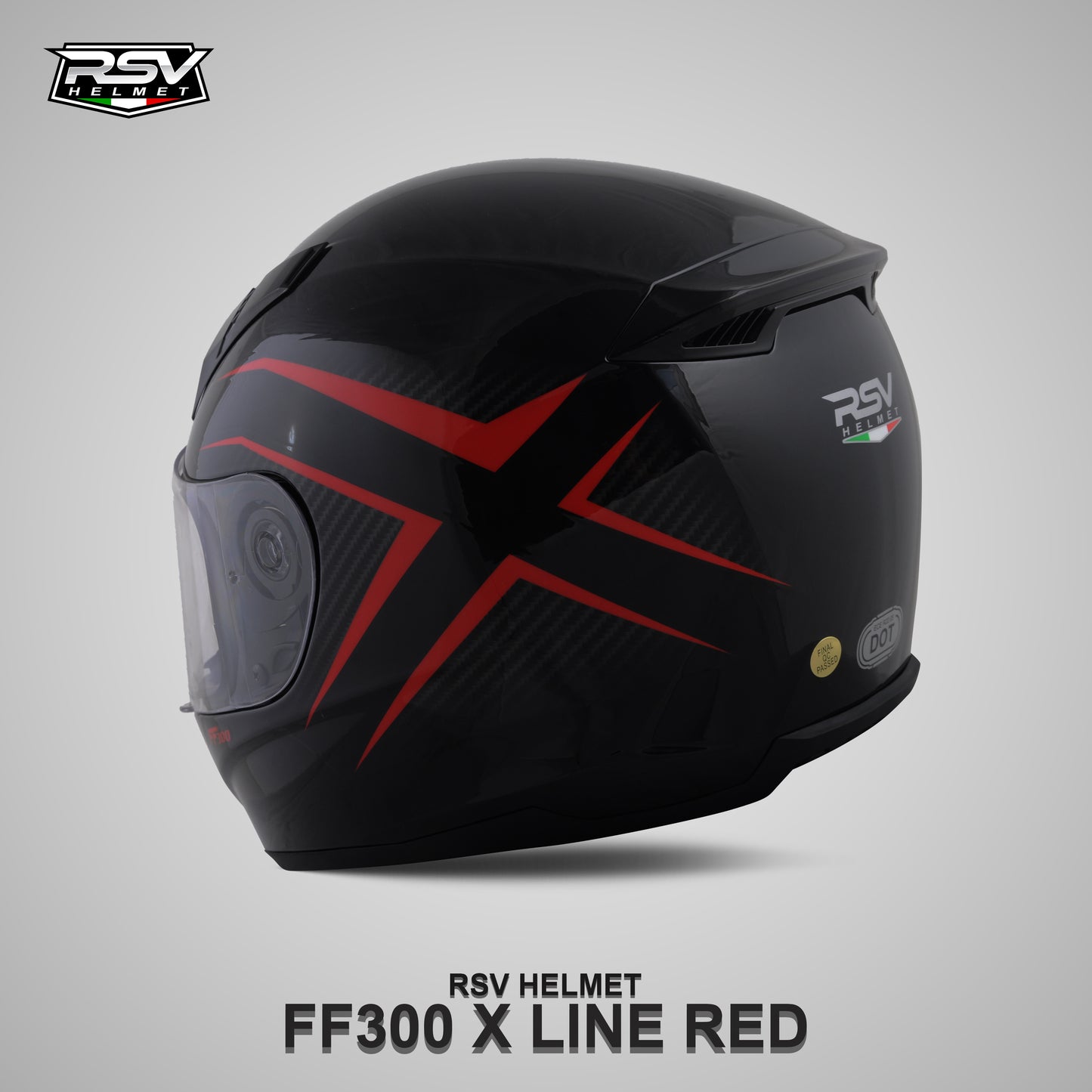 RSV FF300 X LINE RED BUNDLING WITH VISOR DARKSMOKE / IRIDIUM SILVER