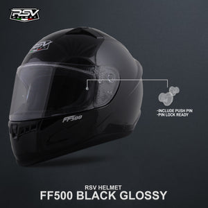 RSV FF500 BLACK GLOSSY BUNDLING WITH VISOR DARKSMOKE / IRIDIUM SILVER