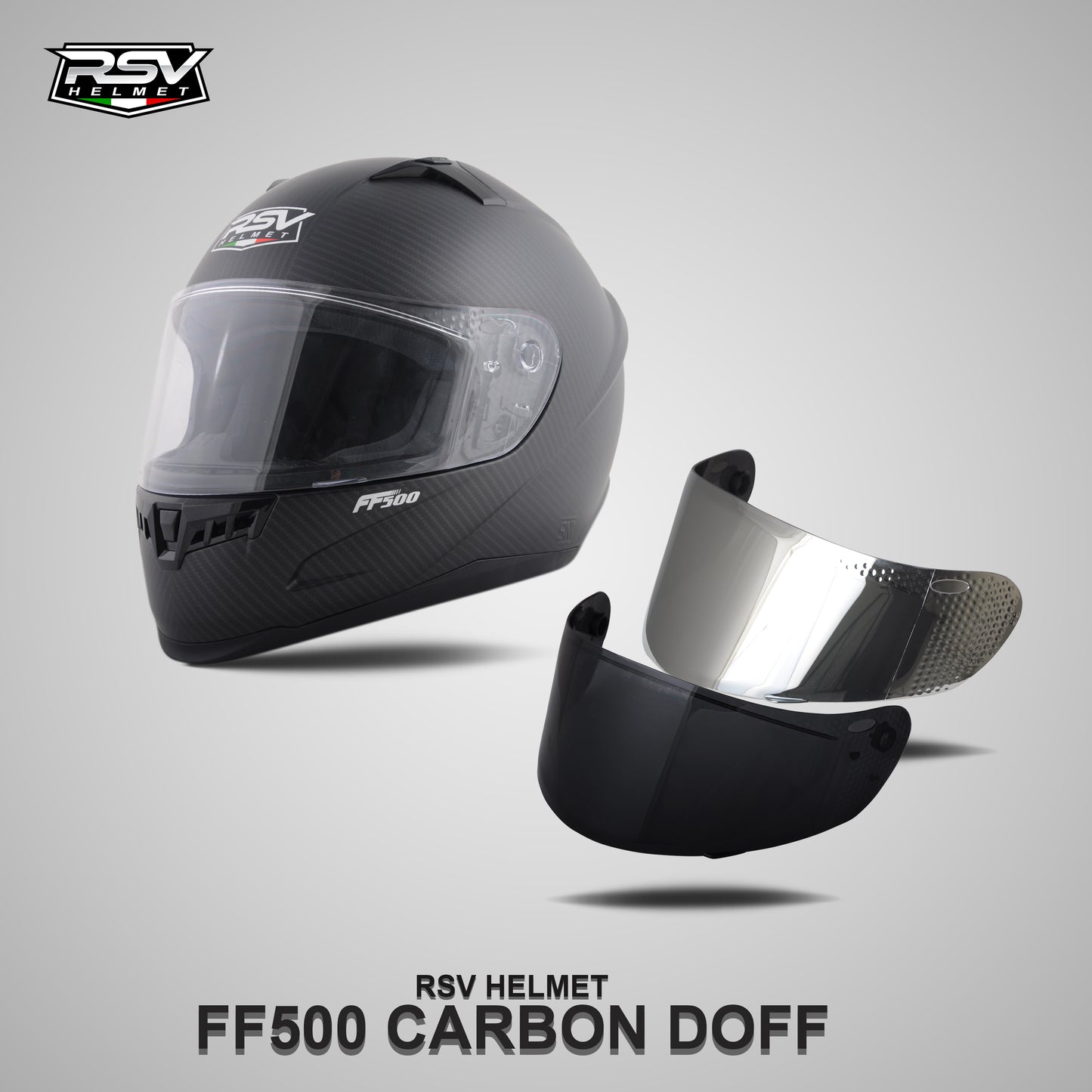 RSV FF500 CARBON DOFF BUNDLING WITH VISOR DARKSMOKE / IRIDIUM SILVER