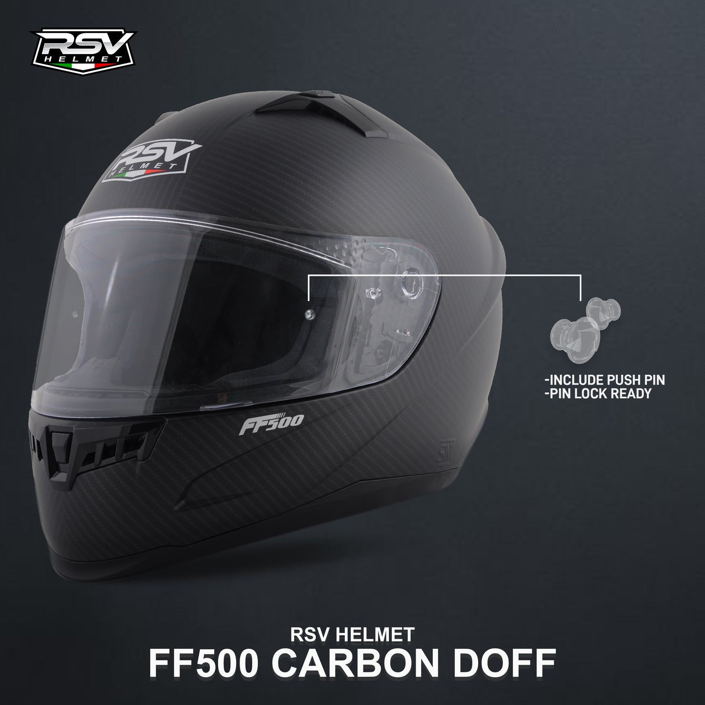 RSV FF500 CARBON DOFF BUNDLING WITH VISOR DARKSMOKE / IRIDIUM SILVER