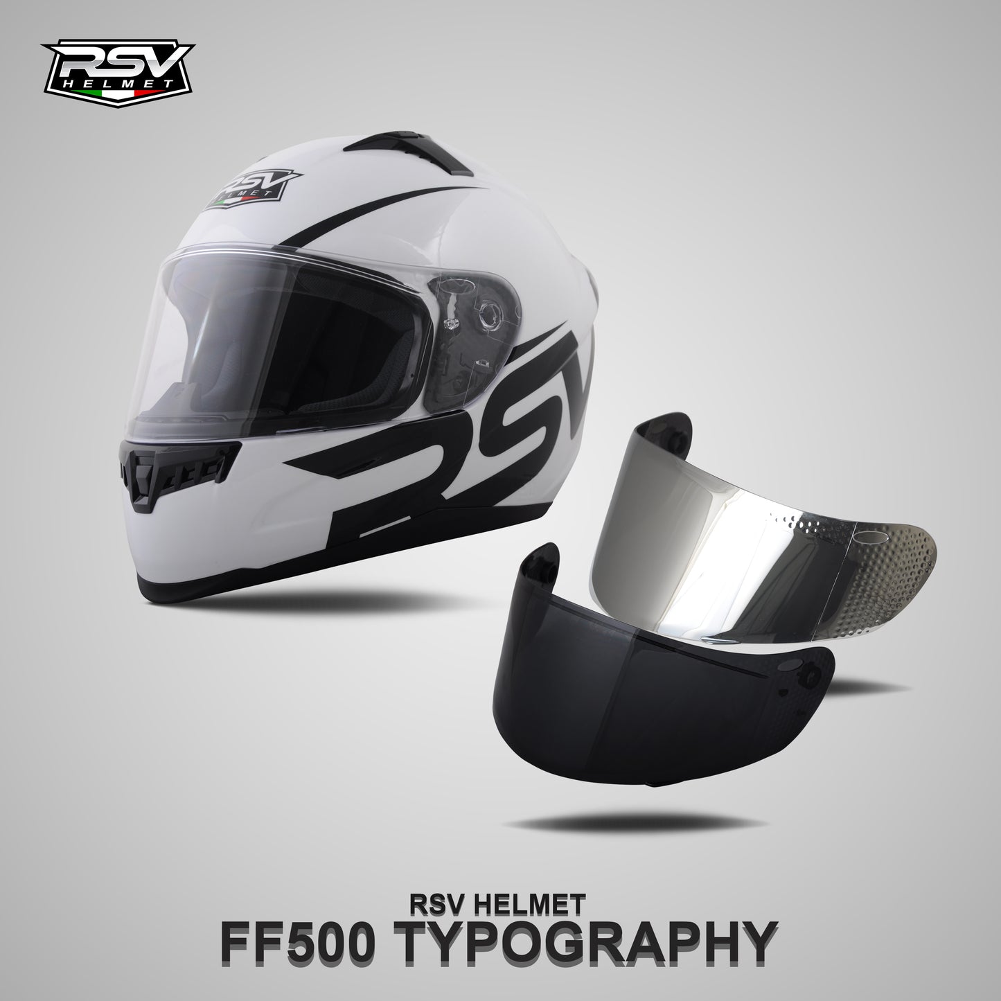 RSV FF500 TYPOGRAPHY BUNDLING WITH VISOR DARKSMOKE / IRIDIUM SILVER