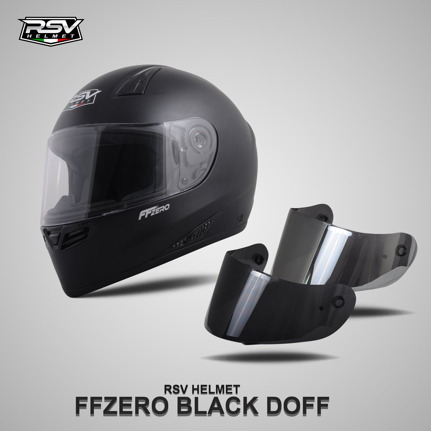 RSV FFZERO BLACK DOFF BUNDLING WITH VISOR DARKSMOKE / IRIDIUM SILVER