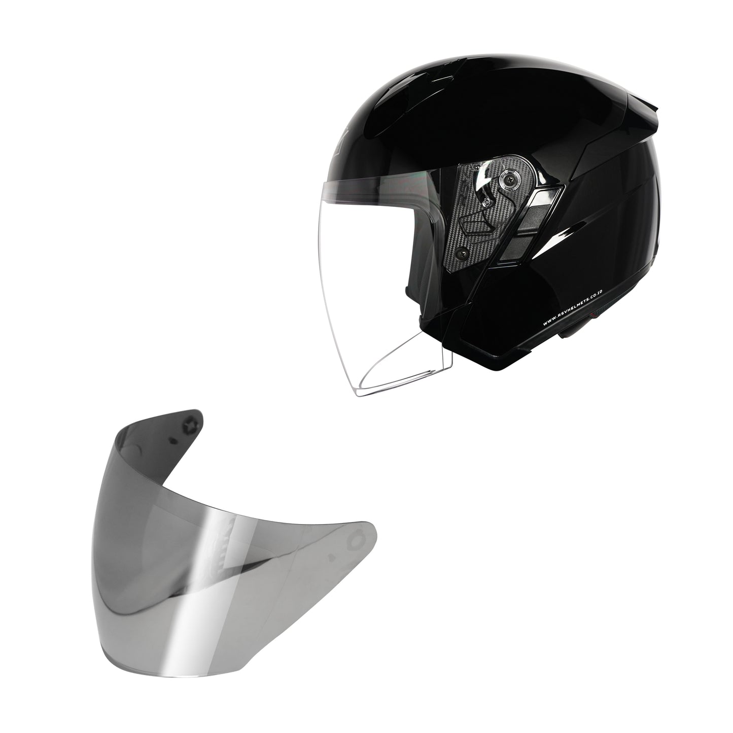 VALENTINE BUNDLING FF500 + SV300 BLACK GLOSSY PAKET GANTENG VISOR IRIDIUM SILVER