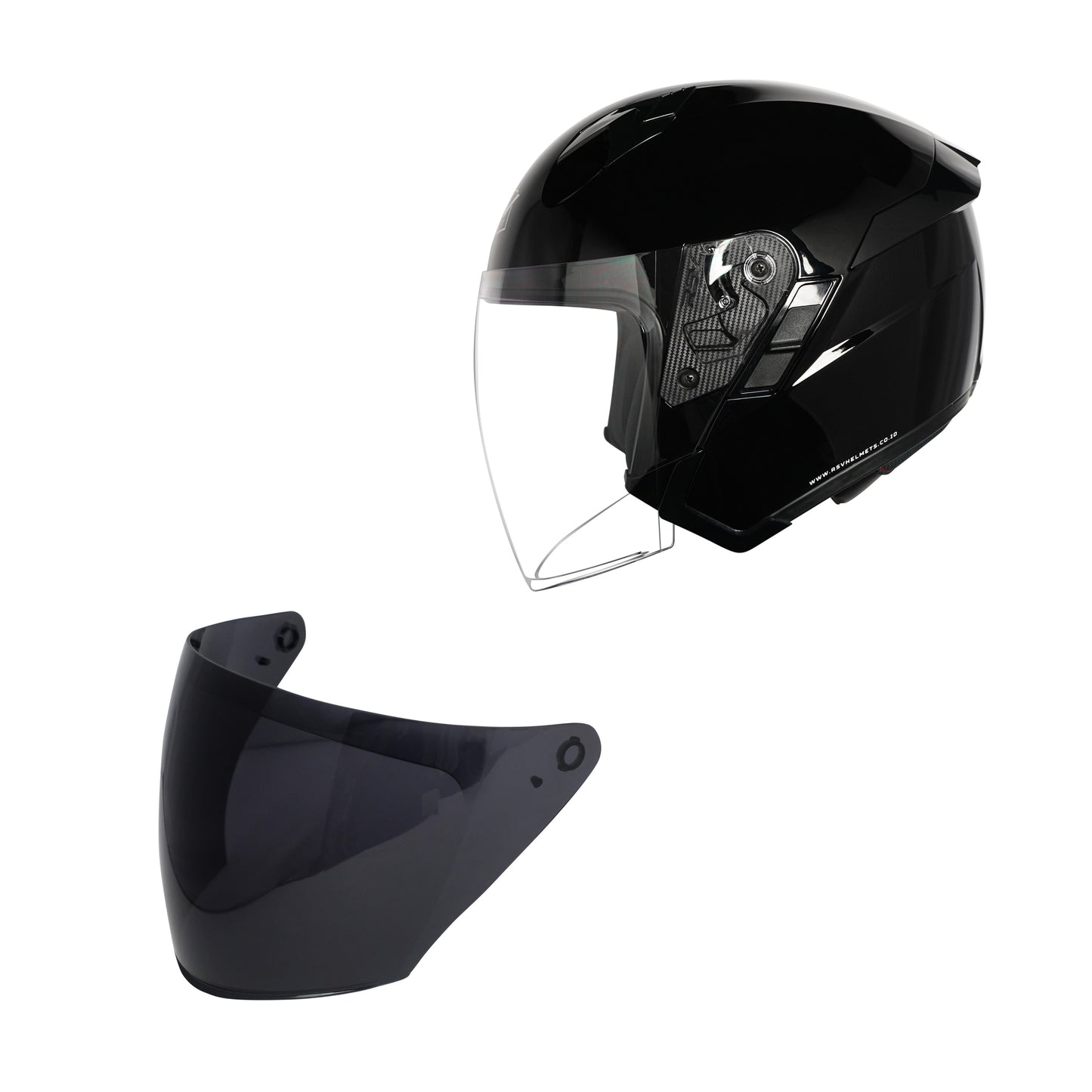 VALENTINE BUNDLING FF500 + SV300 BLACK GLOSSY PAKET GANTENG VISOR DARKSMOKE