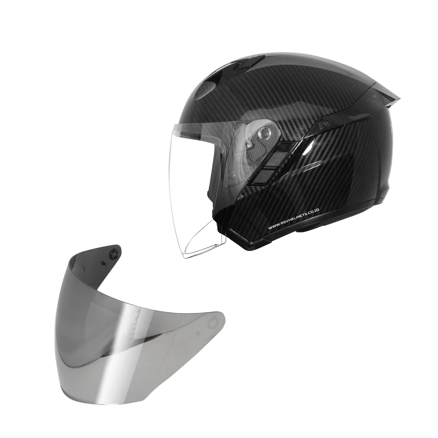 VALENTINE BUNDLING FF500 + SV300 CARBON GLOSSY PAKET GANTENG VISOR IRIDIUM SILVER