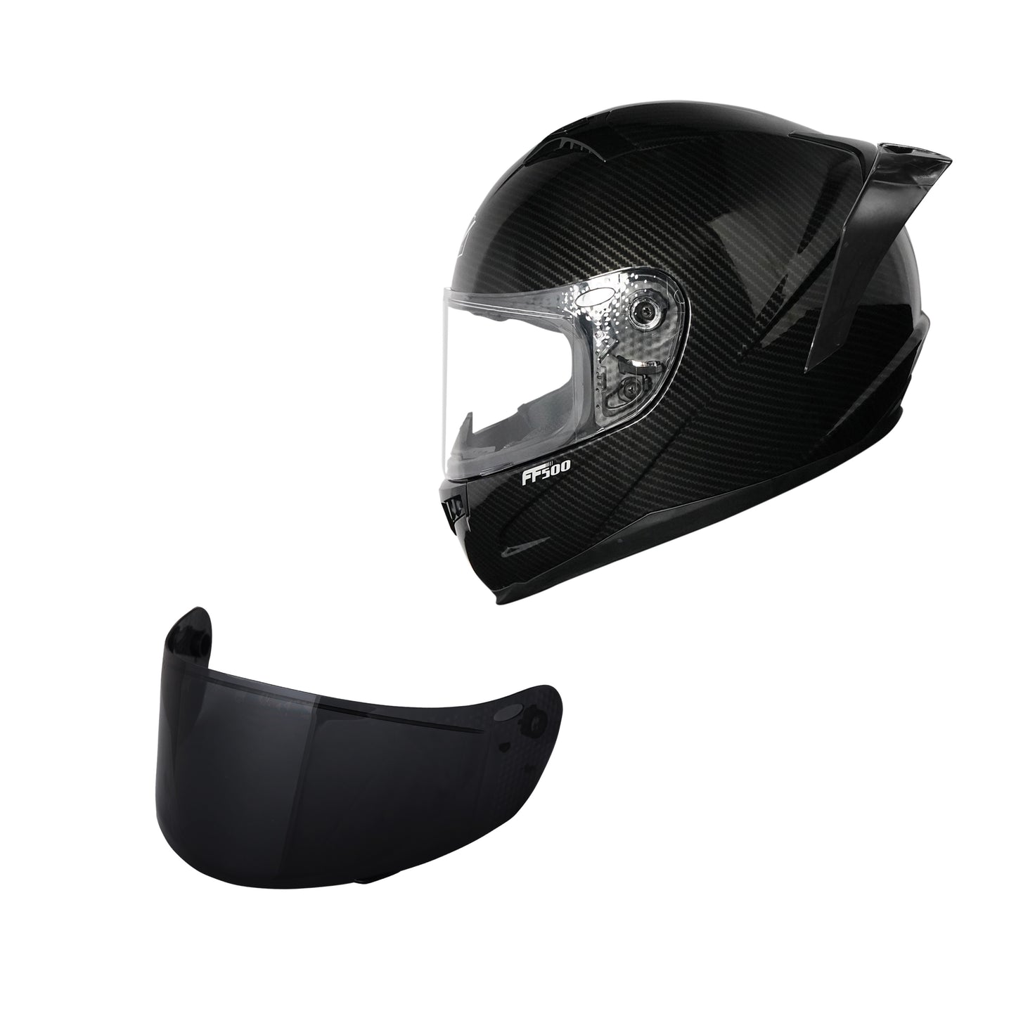 VALENTINE BUNDLING FF500 + SV300 CARBON GLOSSY PAKET GANTENG VISOR DARKSMOKE