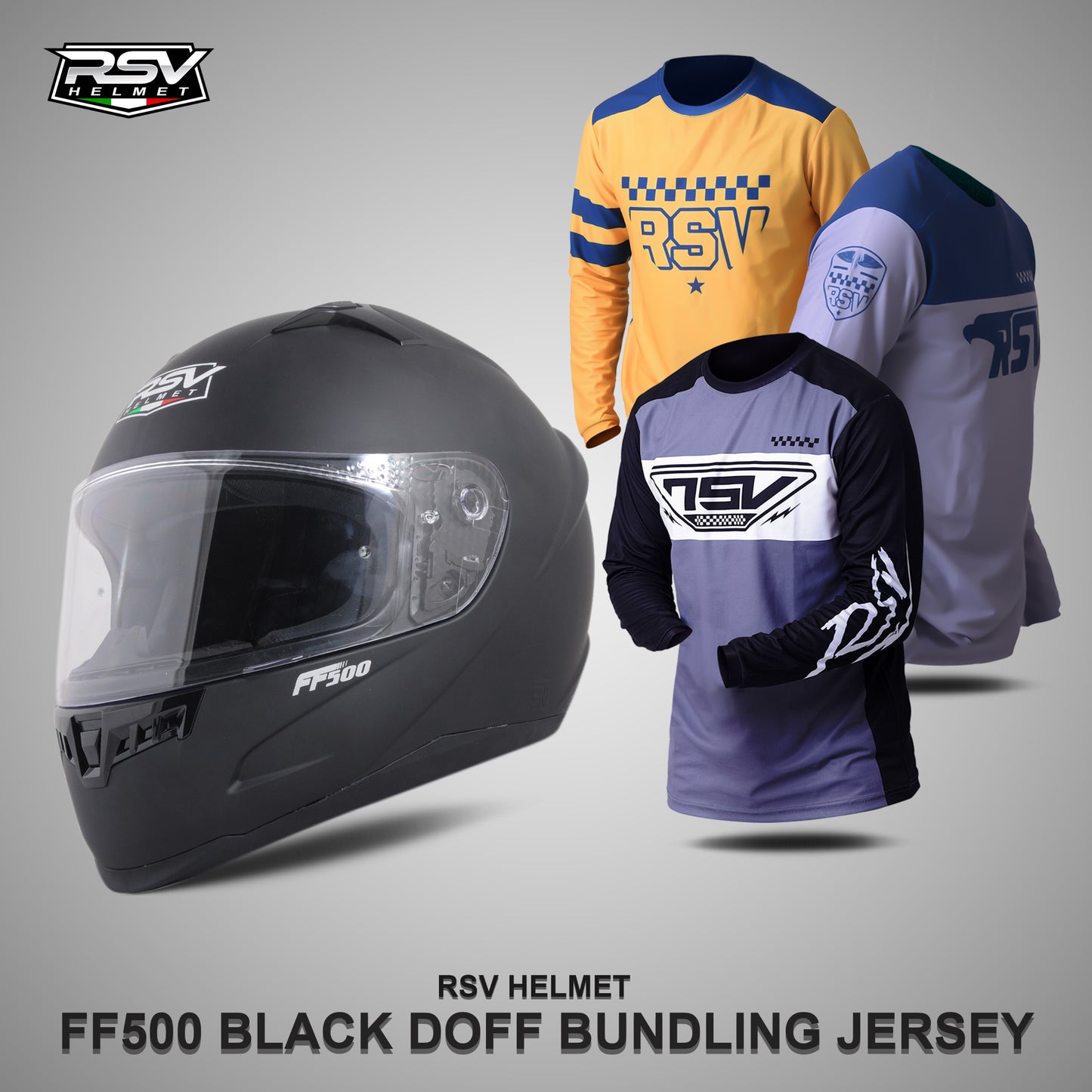 HELM RSV FF500 BLACK DOFF BUNDLING WITH JERSEY RSV