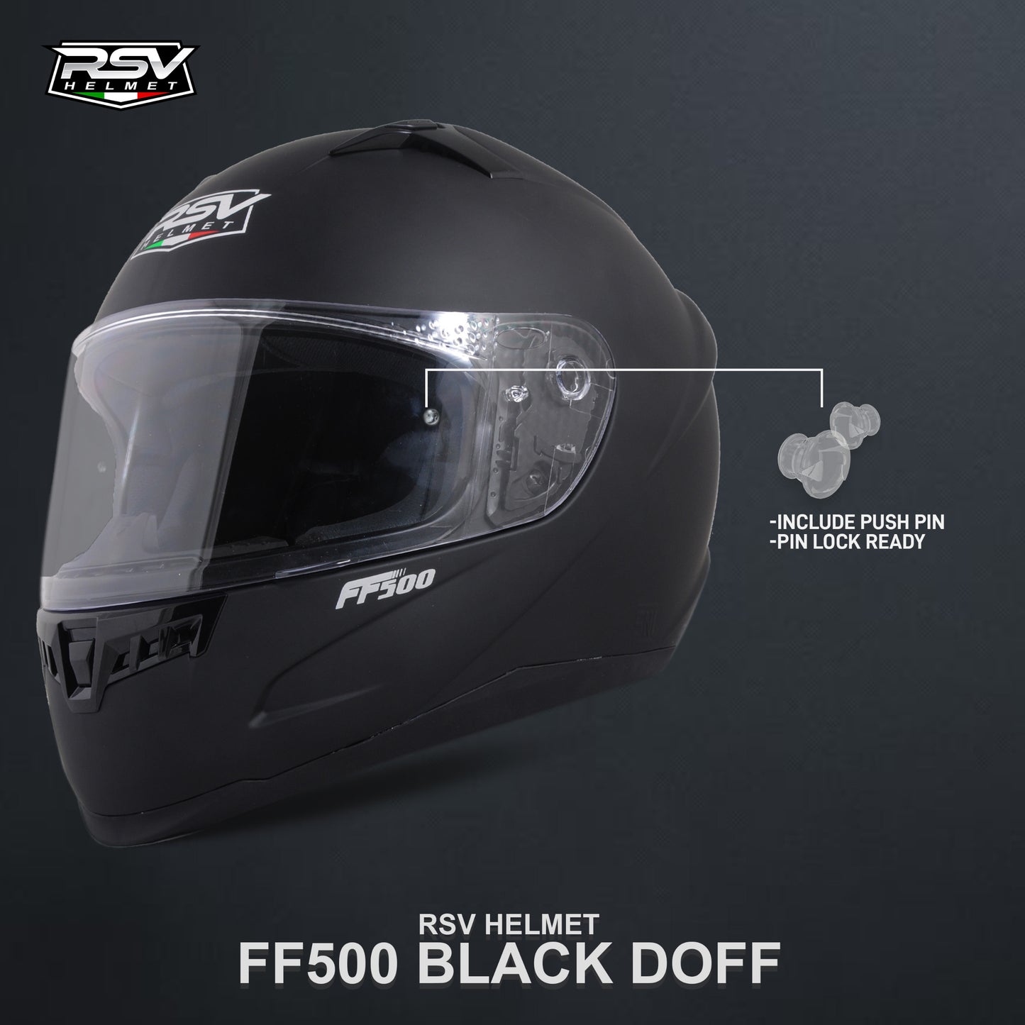 HELM RSV FF500 BLACK DOFF BUNDLING WITH JERSEY RSV