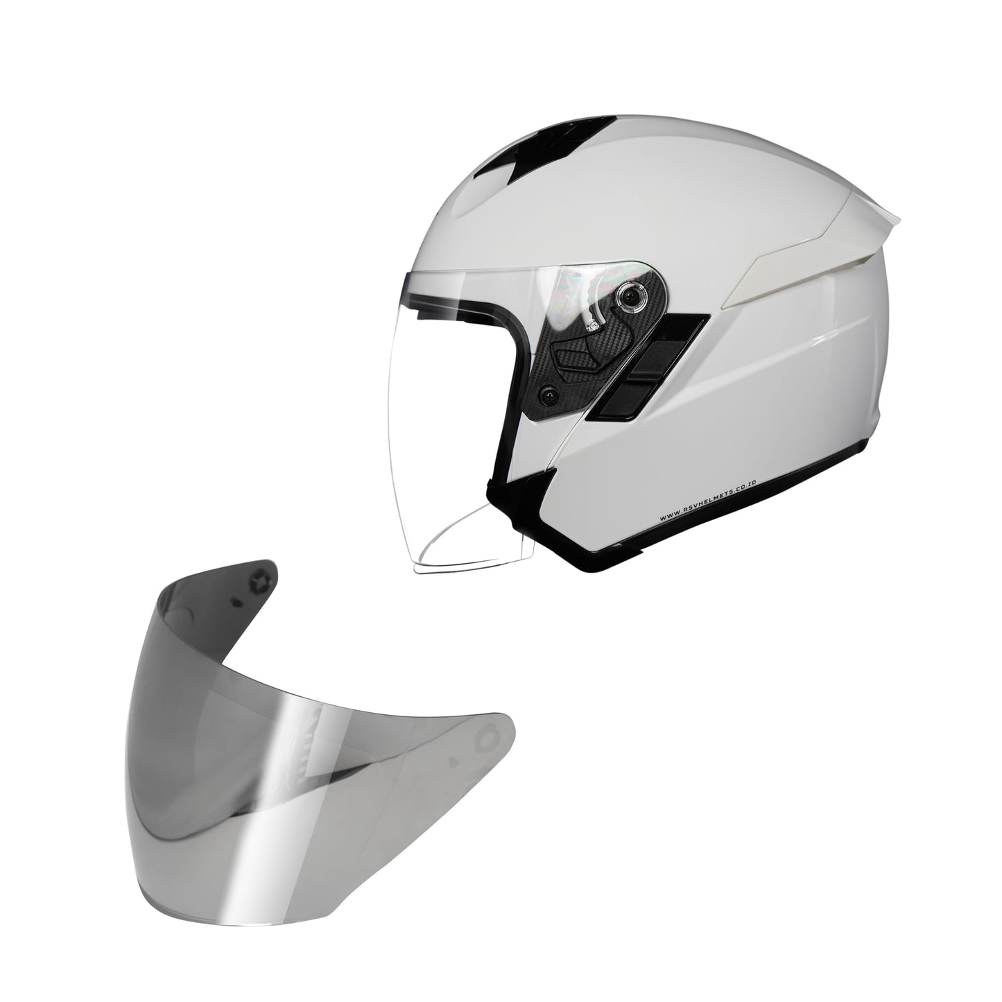 VALENTINE BUNDLING FF500 + SV300 WHITE GLOSSY PAKET GANTENG VISOR IRIDIUM SILVER