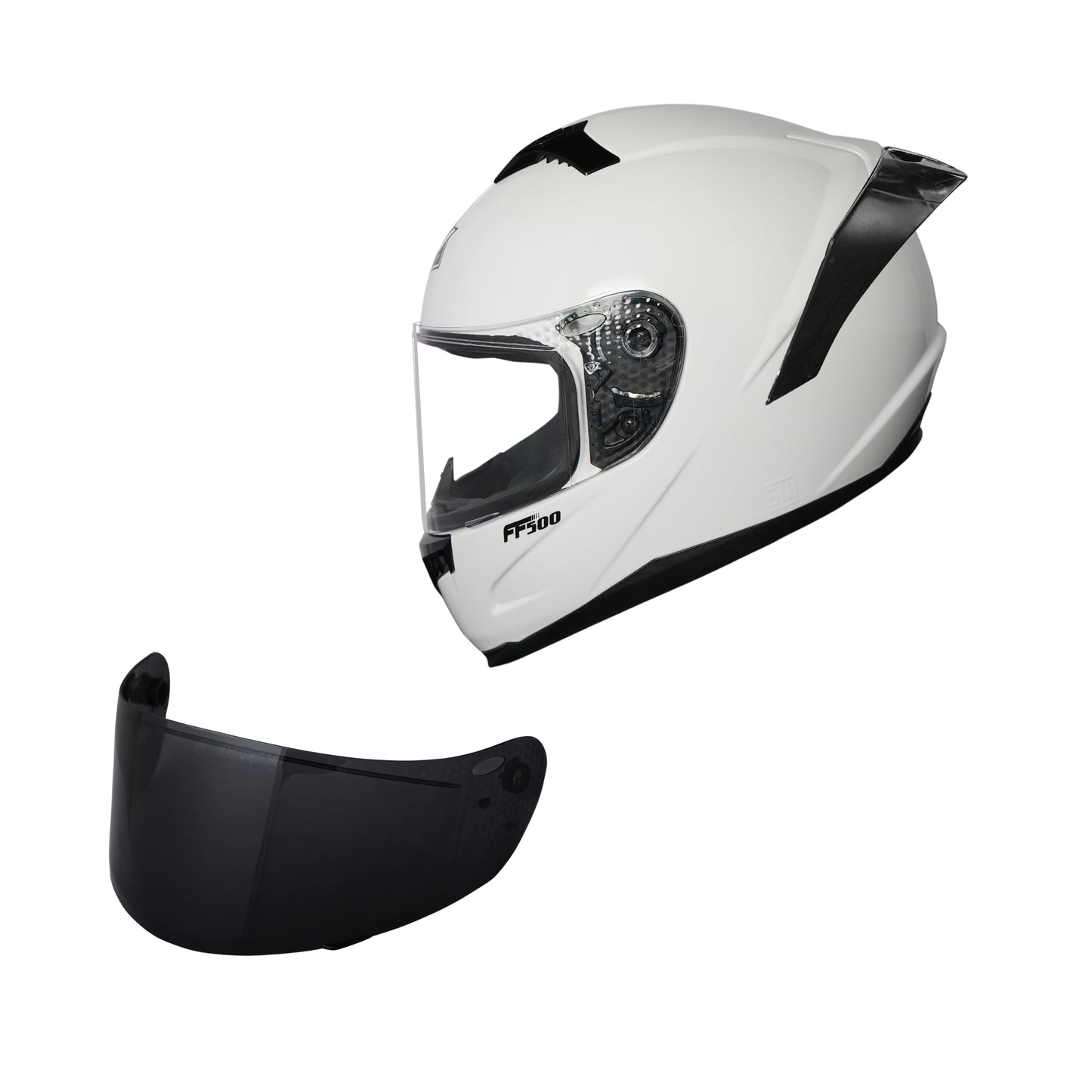 VALENTINE BUNDLING FF500 + SV300 WHITE GLOSSY PAKET GANTENG VISOR DARKSMOKE